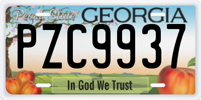 GA license plate PZC9937