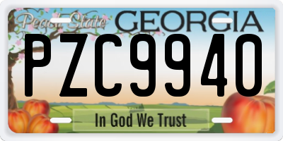 GA license plate PZC9940