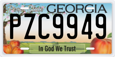GA license plate PZC9949
