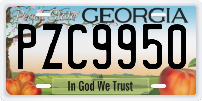 GA license plate PZC9950
