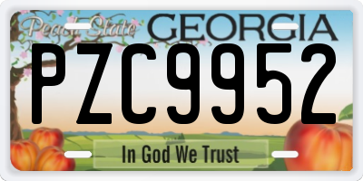 GA license plate PZC9952