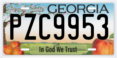 GA license plate PZC9953