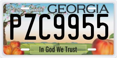 GA license plate PZC9955