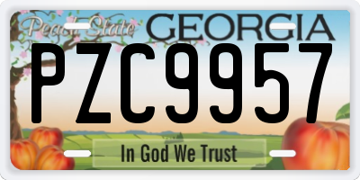 GA license plate PZC9957