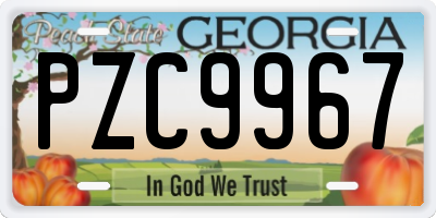 GA license plate PZC9967