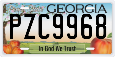 GA license plate PZC9968