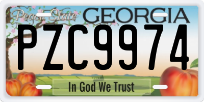GA license plate PZC9974