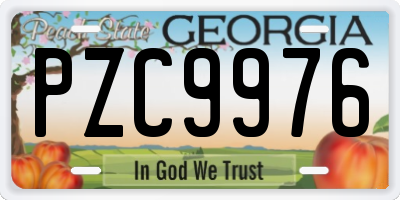 GA license plate PZC9976