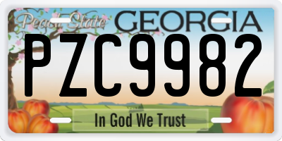 GA license plate PZC9982