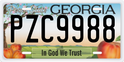 GA license plate PZC9988