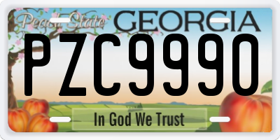 GA license plate PZC9990