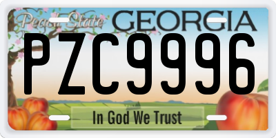 GA license plate PZC9996