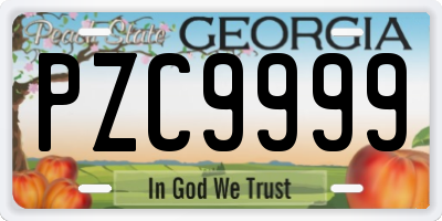 GA license plate PZC9999