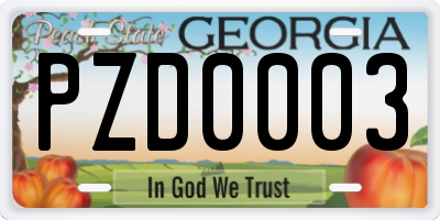 GA license plate PZD0003