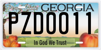 GA license plate PZD0011