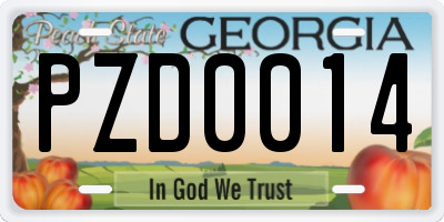 GA license plate PZD0014