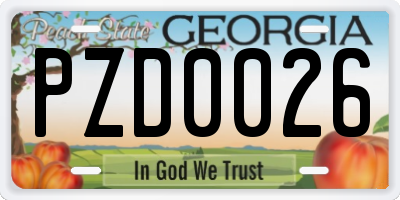 GA license plate PZD0026
