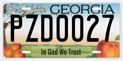 GA license plate PZD0027