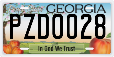 GA license plate PZD0028