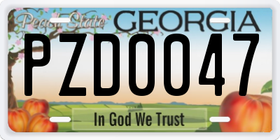 GA license plate PZD0047