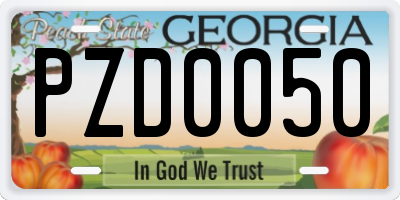 GA license plate PZD0050