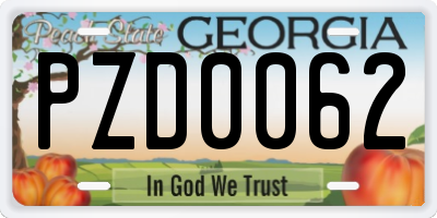 GA license plate PZD0062