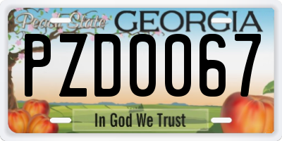 GA license plate PZD0067