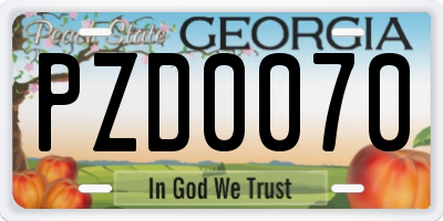 GA license plate PZD0070