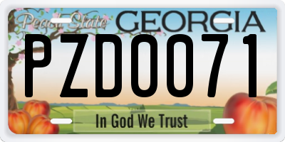 GA license plate PZD0071