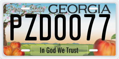 GA license plate PZD0077