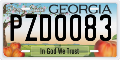 GA license plate PZD0083