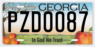 GA license plate PZD0087