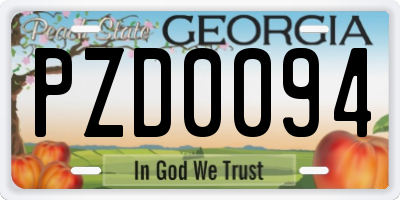 GA license plate PZD0094