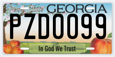 GA license plate PZD0099