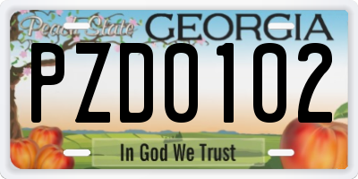 GA license plate PZD0102
