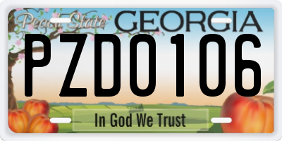 GA license plate PZD0106