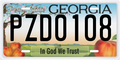 GA license plate PZD0108