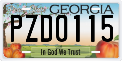 GA license plate PZD0115