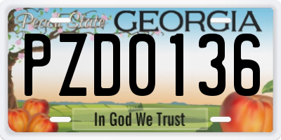 GA license plate PZD0136