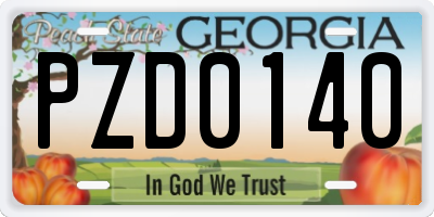 GA license plate PZD0140