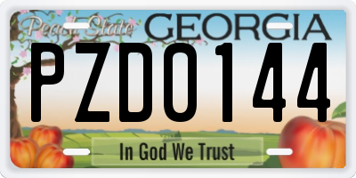 GA license plate PZD0144