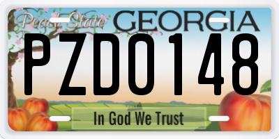 GA license plate PZD0148