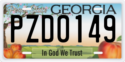 GA license plate PZD0149