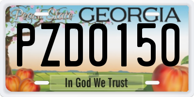 GA license plate PZD0150
