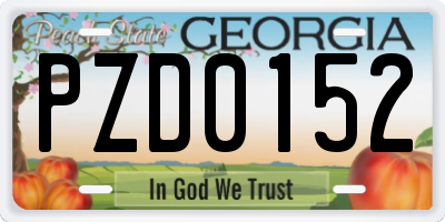 GA license plate PZD0152