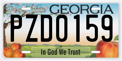 GA license plate PZD0159