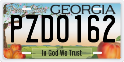 GA license plate PZD0162