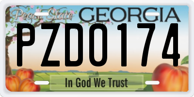 GA license plate PZD0174