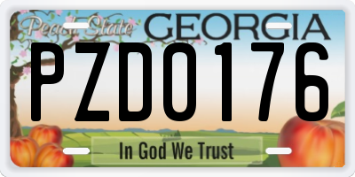 GA license plate PZD0176