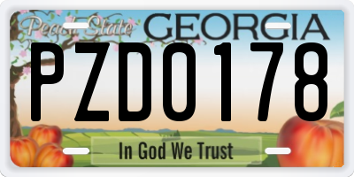 GA license plate PZD0178